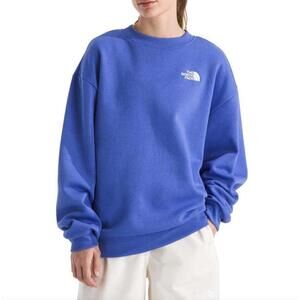 NEW THE NORTH FACE women's evolution oversized crew neck sweatshirt in indigo pl